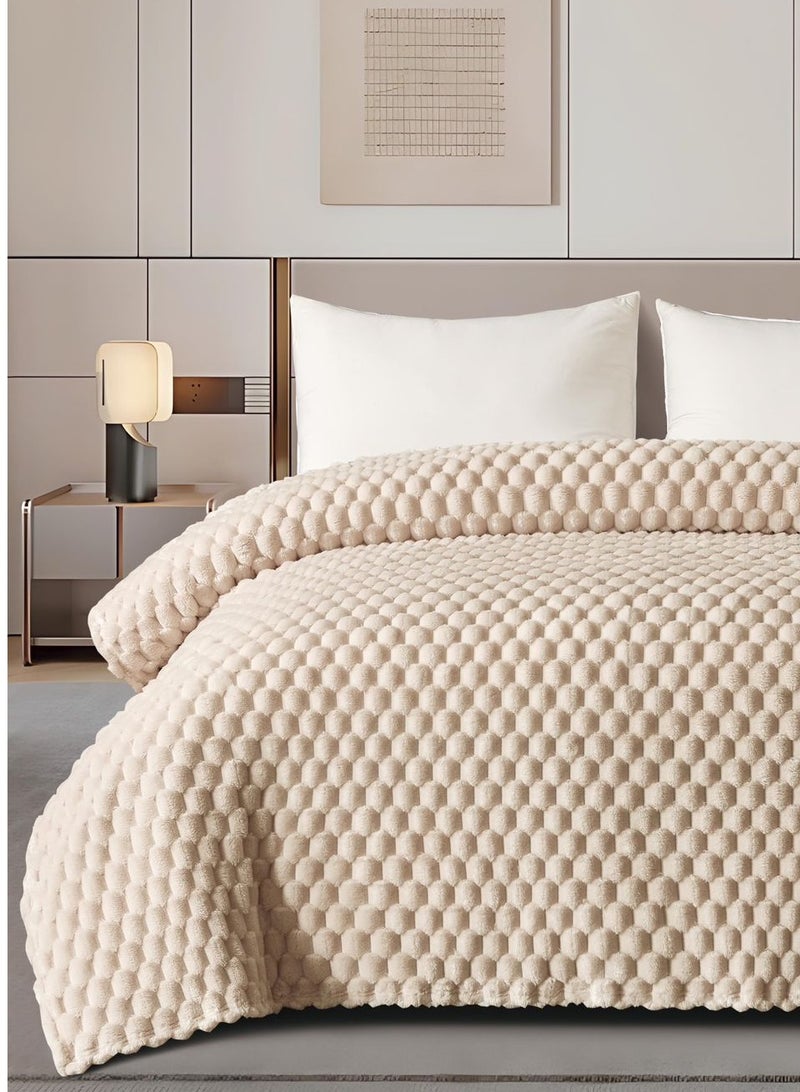 مينجلي بطانية سرير ناعمة الملمس محفر نفرين صيفي 1.8  كليو جرام مقاس كينج 220x200 سم - Image 3