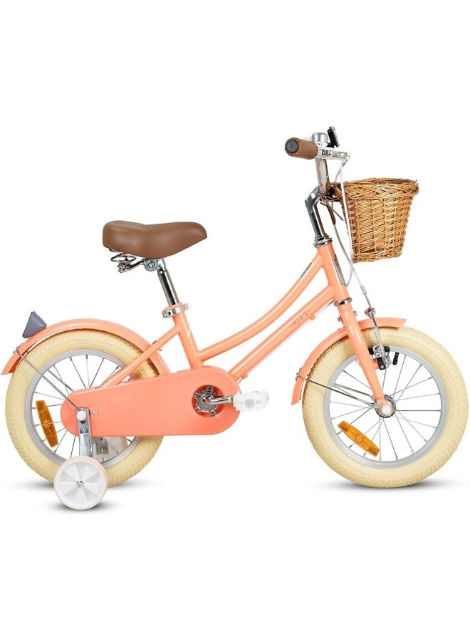 RIZZ Platinum Junior 14-Inch Kids Bike | 14-Inch Wheel Size | Adjustabe Seat | Training Wheels | Peach - Image 1