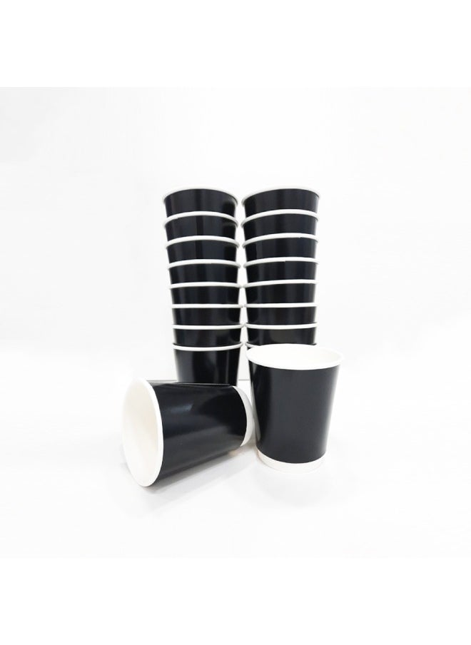 SNH Packing - Disposable Double Wall Black Coffee Cups 8 Ounce Coffee Cups To Go 25 pack Paper Coffee Cups and Designs, Recyclable, Hot Coffee Cups. - Image 1