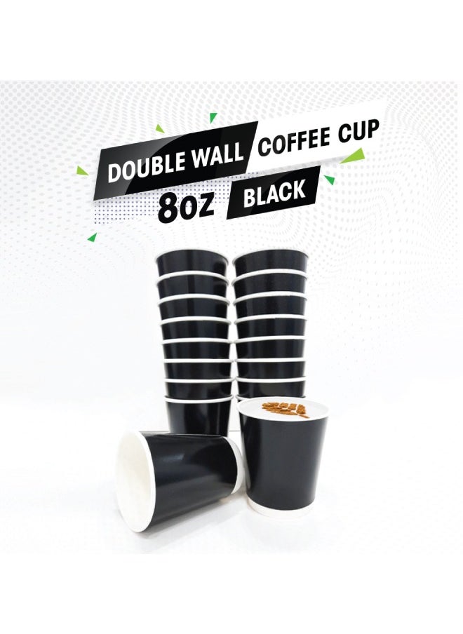 SNH Packing - Disposable Double Wall Black Coffee Cups 8 Ounce Coffee Cups To Go 25 pack Paper Coffee Cups and Designs, Recyclable, Hot Coffee Cups. - Image 1