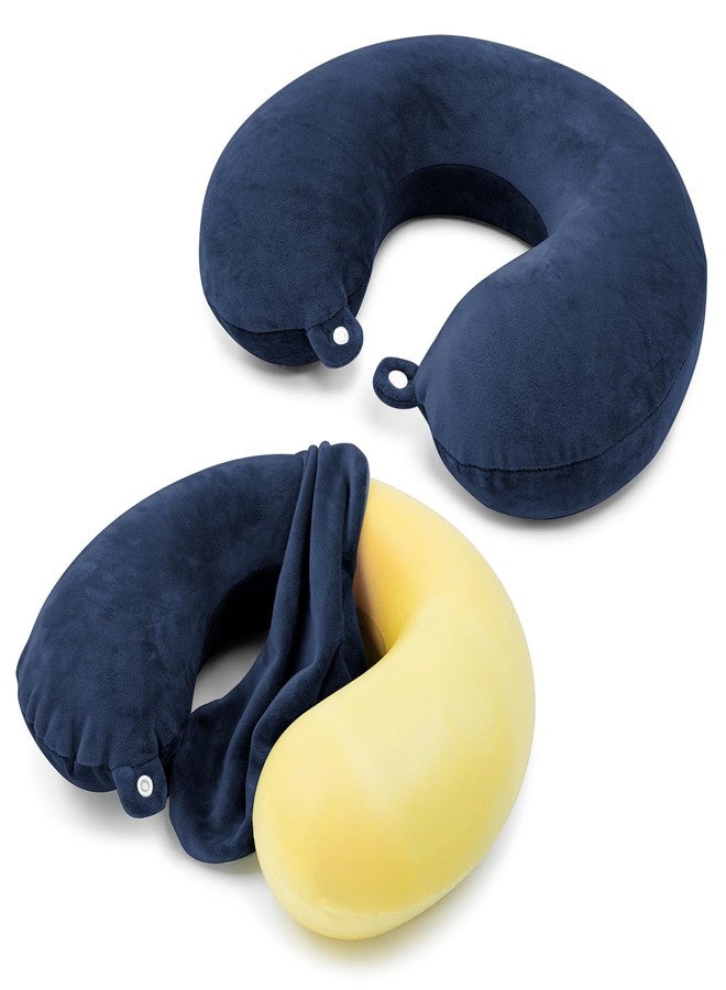 Philbinden 2 Packs Travel Neck Pillow Cover, Reusable U Shaped Neck Pillow Washable Soft Smooth Airplane Pillow Cover (Only Pillow Covers,No Filler) - Image 1