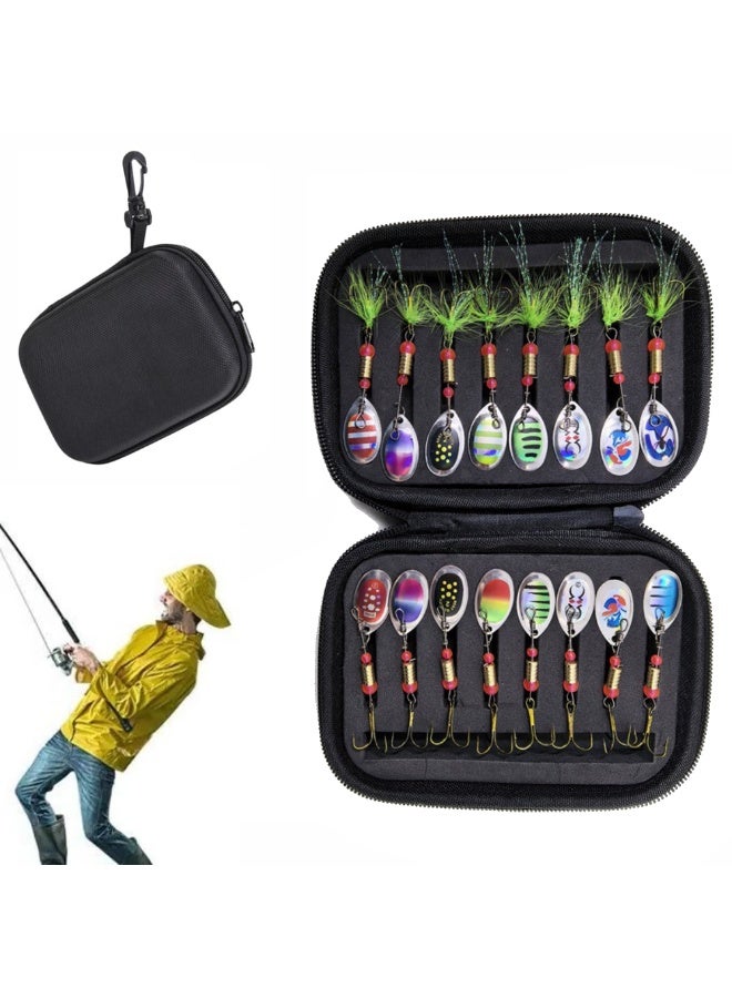 Generic 16Pcs Fishing Lures Spinner Baits Set with Case,  Crankbaits Bass Gear Kit with Treble Fishing Hooks & Tail,  Outdoor Fish Accessories  - Image 1