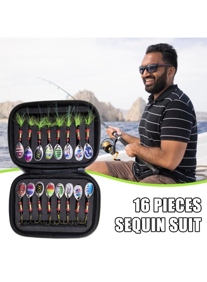 Generic 16Pcs Fishing Lures Spinner Baits Set with Case,  Crankbaits Bass Gear Kit with Treble Fishing Hooks & Tail,  Outdoor Fish Accessories  - Image 3