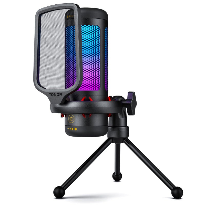TONOR TONOR Gaming Mic, USB Microphone for PC Computer, Cardioid Condenser Mic with Adjustable RGB Modes & Brightness, Quick Mute, Gain Control, for Streaming, Podcasting, Recording, PS4/5 Desktop Mic TC310  - Image 1