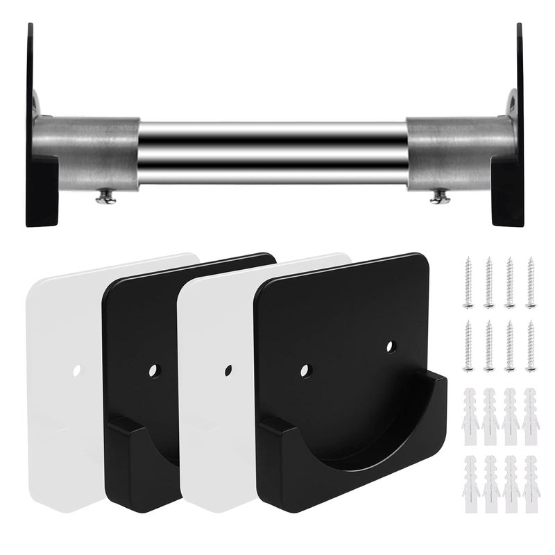 BHUCUTU 4 Pieces Shower Curtain Rod Mount Holder for Wall Adhesive Shower Rod Tension Retainer Universal Wall Sticker Fixing Frame for Shower Curtain Rod - Image 1