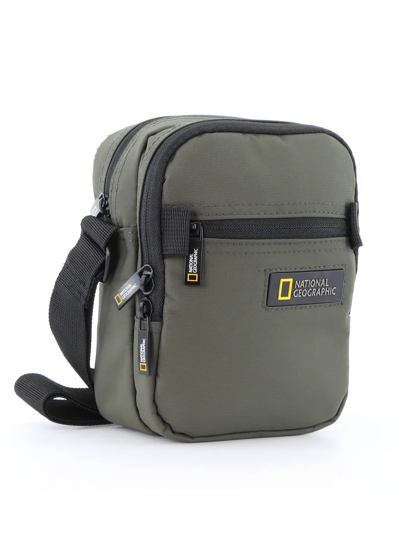 NATIONAL GEOGRAPHIC National Geographic Mutation Small Utility Bag Beige, Zipper Compartment Casual Shoulder Bag For Men And Women Adjustable/Removable Shoulder Strap Secure RFID Pocket