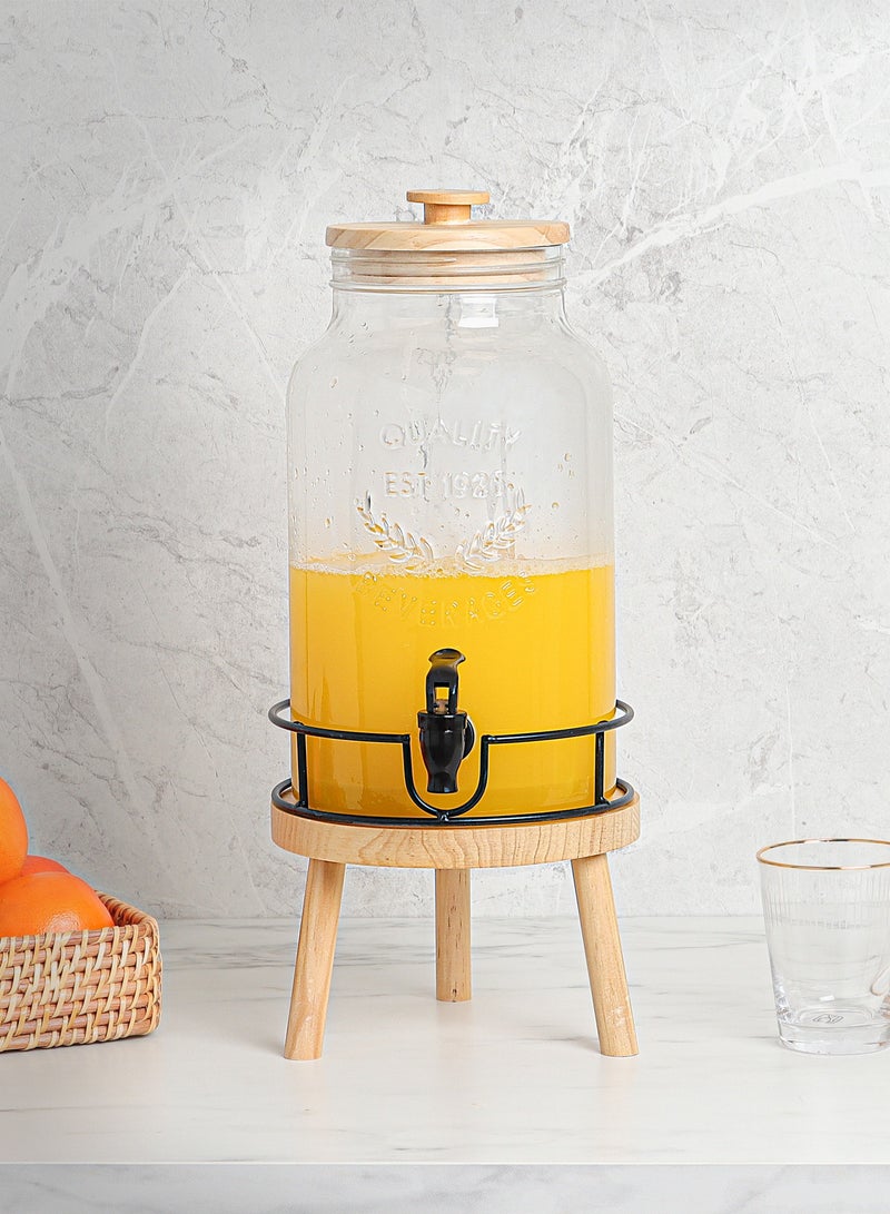 ألبرتو موزع عصير زجاج مع غطاء من الخشب و  قاعدة من المعدن - Image 1