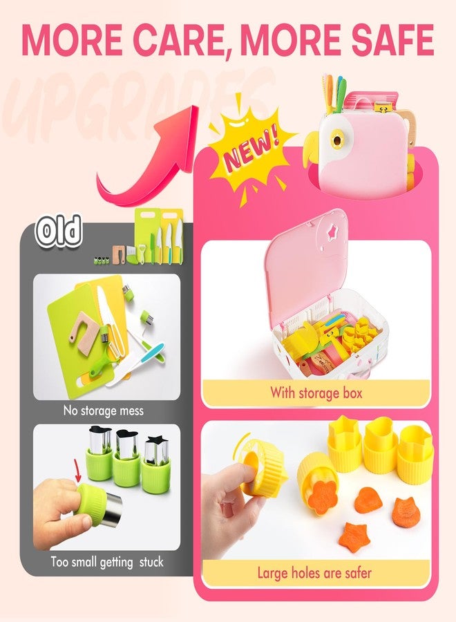Yeeammk Toddler Girl Cooking Set with Storage Box-Girls Pink Kitchen Set,Safe PP Material Baby Girl Montessori Kitchen Tools for Real Cooking,Dishwasher Safe,Fun Bird-Shaped Little Chef Set - Image 5