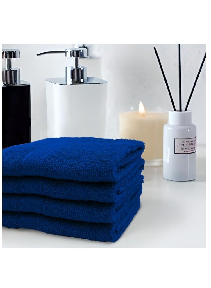BYFT Daffodil (Royal Blue) Premium Face Towel (30x30 Cm-Set of 24) 100% Cotton, Highly Absorbent and Quick dry, Hotel and Spa Quality Bath linen with Stripe Diamond Dobby-500 Gsm  - Image 1