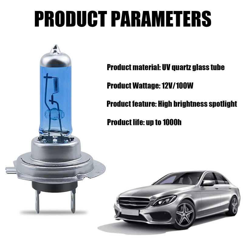 GKmow 2 PCS H7 Car Halogen Bulb, 12V 100W High-power Stone Car Bulb Low Beam, Universal Automotive Replacement Accessories, Product Compatible with Cars, Trucks, Vans, SUVs, Trailers (White) - Image 2