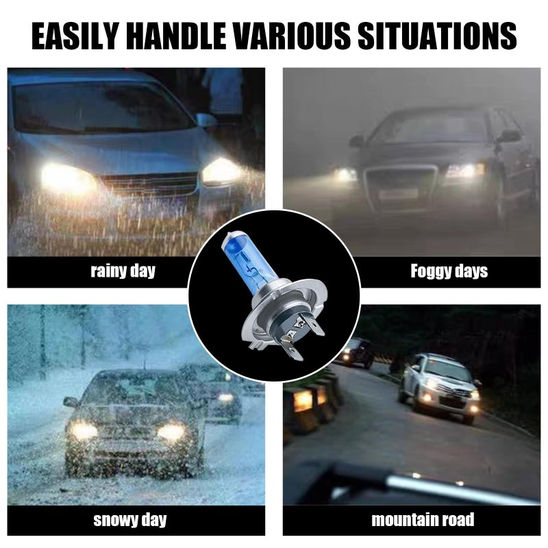 GKmow 2 PCS H7 Car Halogen Bulb, 12V 100W High-power Stone Car Bulb Low Beam, Universal Automotive Replacement Accessories, Product Compatible with Cars, Trucks, Vans, SUVs, Trailers (White) - Image 3