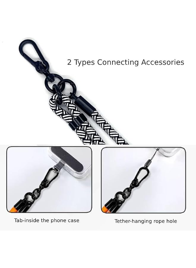 Green Tiger Adjustable Phone Lanyard Universal Mobile Phone Strap with Tether Tab Crossbody Cell Phone Strap for Neck with Additional Hook for Airpods Cover, Keychain, Wallet, Black/White, 75-150cm - Image 3
