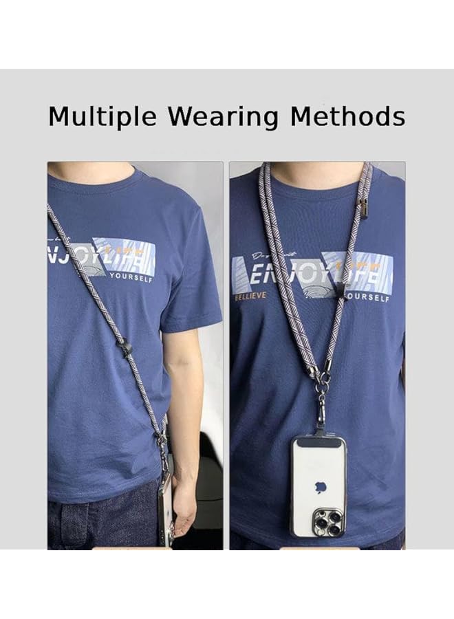 Green Tiger Adjustable Phone Lanyard Universal Mobile Phone Strap with Tether Tab Crossbody Cell Phone Strap for Neck with Additional Hook for Airpods Cover, Keychain, Wallet, Black/White, 75-150cm - Image 5