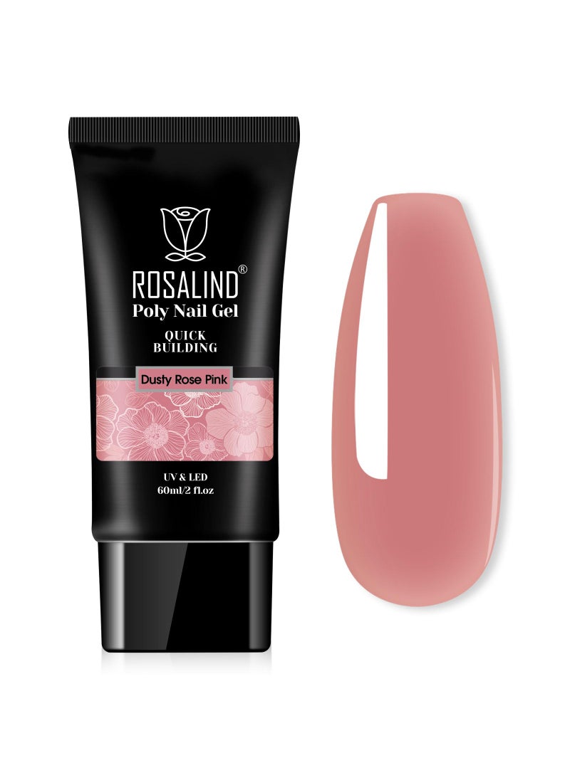 Rosalind ROSALIND Nude Pink Poly Nail Gel, 2 oz Poly Extension Rose Pink Gel Poly Neutral Builder Nail Gel Quick Building, Gel Acrylic Poly in Tubes for Nail Extension Thickening Nail Trendy Beauty 