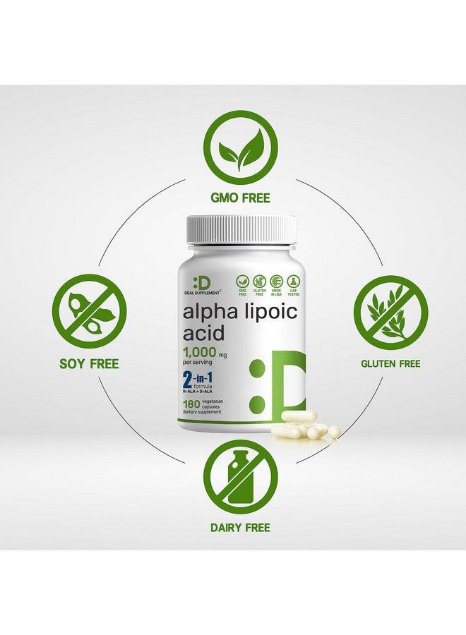 DEAL SUPPLEMENT Alpha Lipoic Acid 1,000mg, 180 Veggie Capsules - 50/50 R-ALA & S-ALA for Max Bioavailability - Antioxidant Supplement - Energy & Nervous System Support - Non-GMO - Image 3
