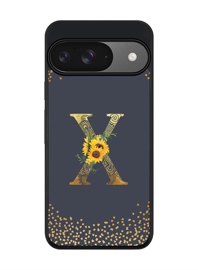 Stylizedd For Google Pixel 9 Case,Slim fit Camera Protection, Shockproof Thin Phone cover - Custom Floral Monogram - X (Grey ) - Image 1