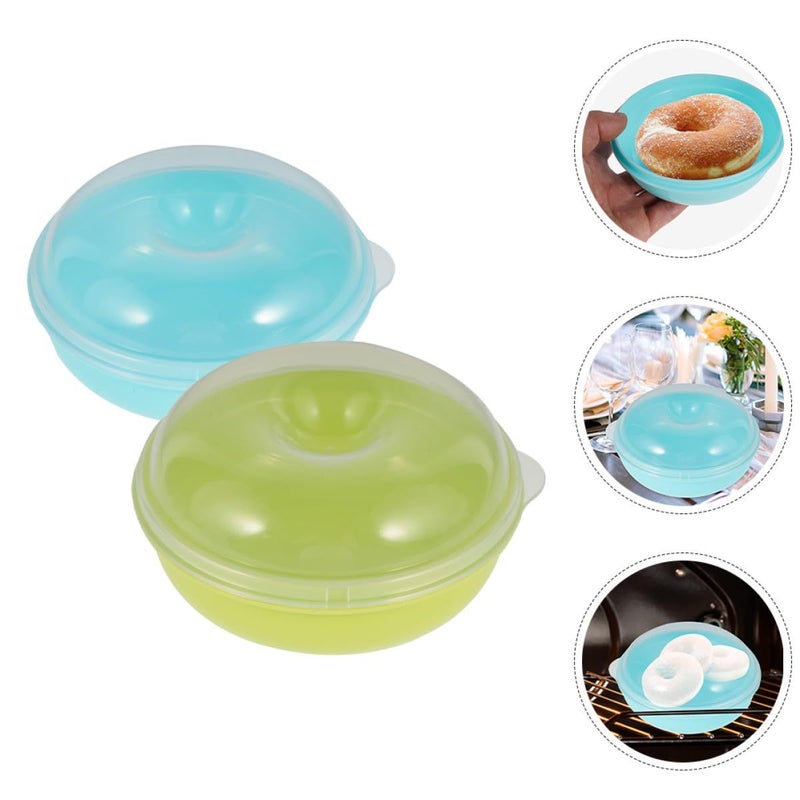 Airtight Doughnut Storage Containers 2 Pack Microwaveable Bread Keeper - Image 3