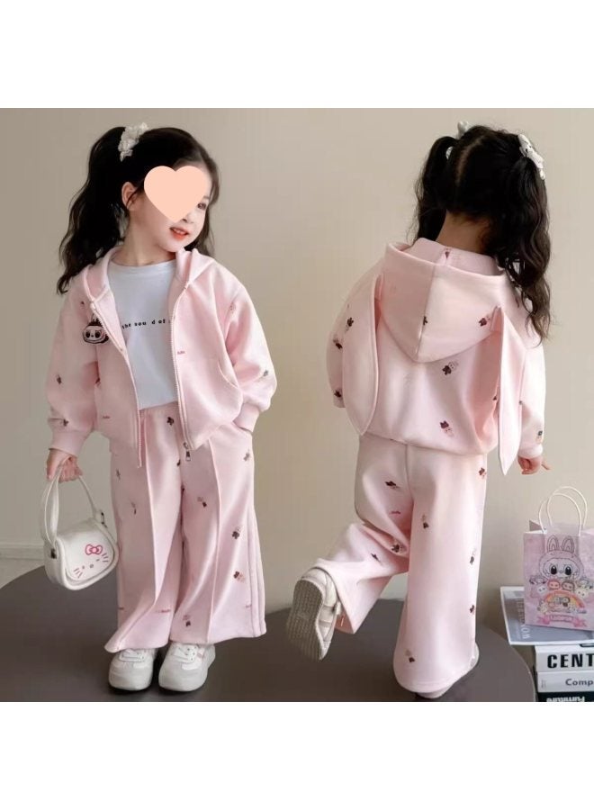 Girls' Outfit Spring And Autumn Stylish Children's Trendy Brand Sportswear Two-piece Set Little Girl Casual Sweatshirt And Sweatpants Two-piece Set