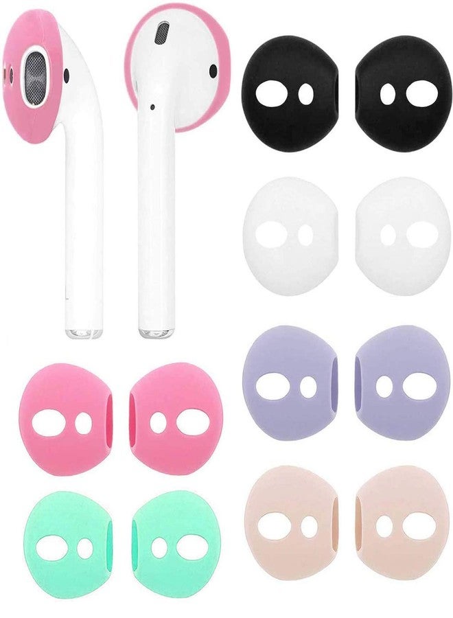 ALXCD Fit in Case Ear tip Covers Replacement for AirPods, 6 Pairs Ear Tips Soft Silicone Replacement Earbud Tips for AirPods 1 AirPods 2, 6 Pairs, White Black Rose Gold Green Pink Purple - Image 1