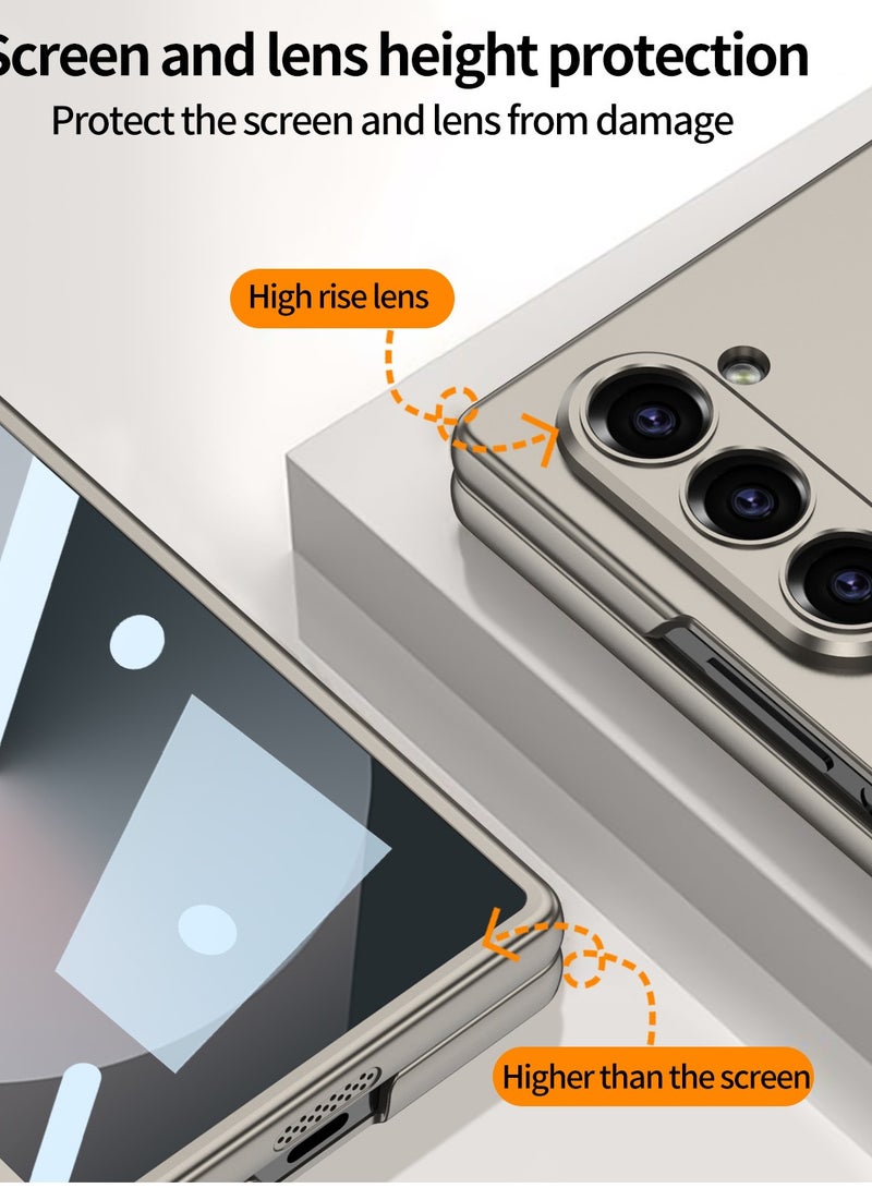 LEEKA Samsung Galaxy Z Fold 6 Ultra Thin Fine Hole Design Case with Tempered Glass Screen Protector, Anti-Scratch PC Shell, and Slim Fit for Easy Grip - Silver - Image 5