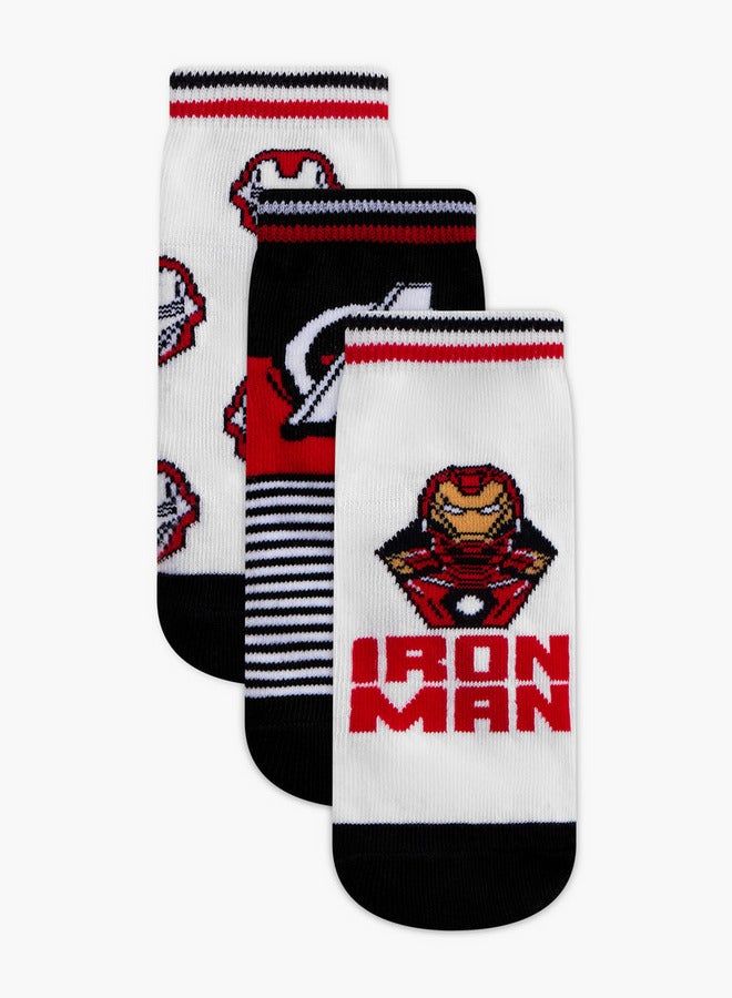 MARVEL Printed Non Terry Ankle Length Socks - Set of 3 - Image 1
