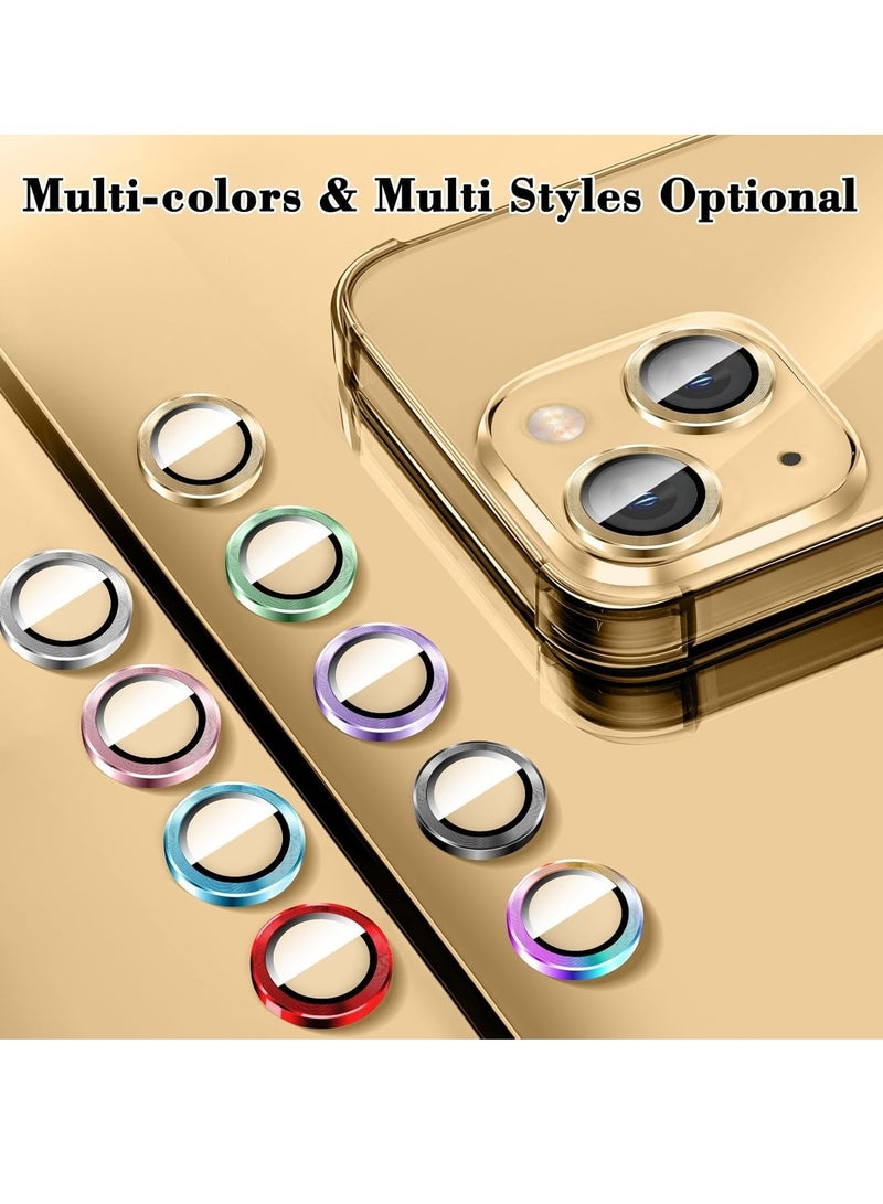 "Gold Camera Lens Protector for iPhone 16/16 Plus – Tempered Glass Cover with Automatic Alignment Metal Rings and HD Anti-Scratch Protection" - Image 2