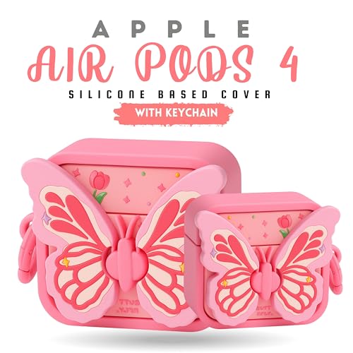 Emoh Roced Compatible with AirPods 4 Cover 2024, Case Cover for AirPods 4th Generation Case for Apple Airpods 4 2024 with Keychain for Women Girls (Butterfly Kitty, Airpod 4th Generation Case) - Image 5