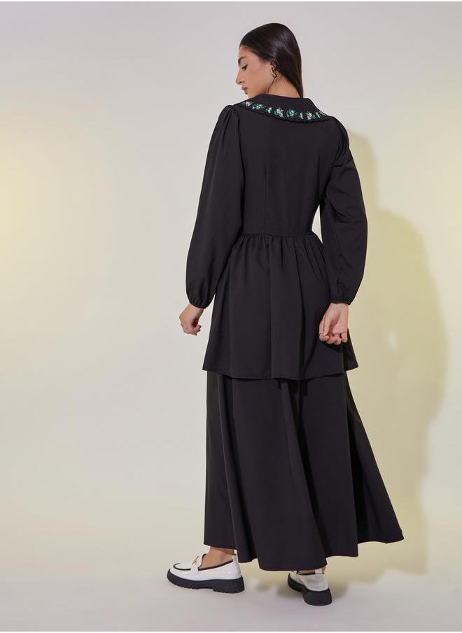 Embroidered Long Sleeve Maxi Dress with Corset Detail - pzsku/Z57FEAA5D0FDF83161990Z/45/_/1739732028/6d767dc0-2668-4689-af83-e6add8546bb4