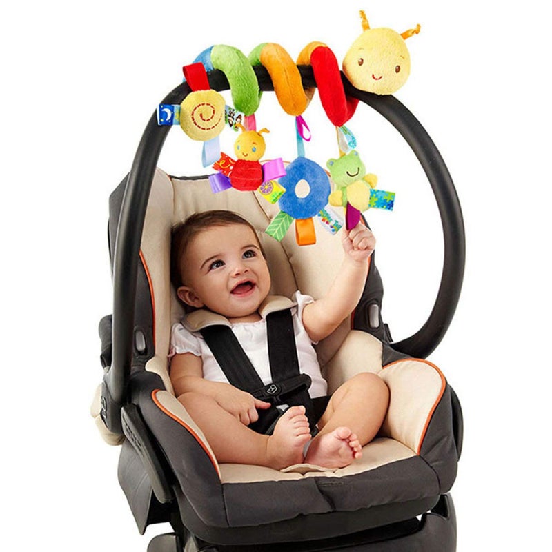 ifundom Car Seat Toys, Toys for Car Seat Crib Mobile Bed Around Rattle Bell Cartoon Insect Stroller Hanging Stuffed Wrap Spiral Safety Plush Toys for Crib Bed Stroller Car Seat Bar - Image 1