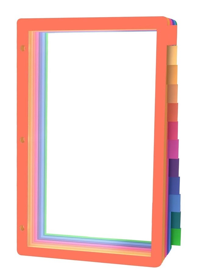 HABGP 3 Ring Binder Dividers, 12-Tab Plastic Clear Binder Dividers, Multicolor Monthly Dividers, Letter Size File Organizer 3 Hole Punch, 1 Set 12 Pcs Write On Tabs for Notebook - Image 1