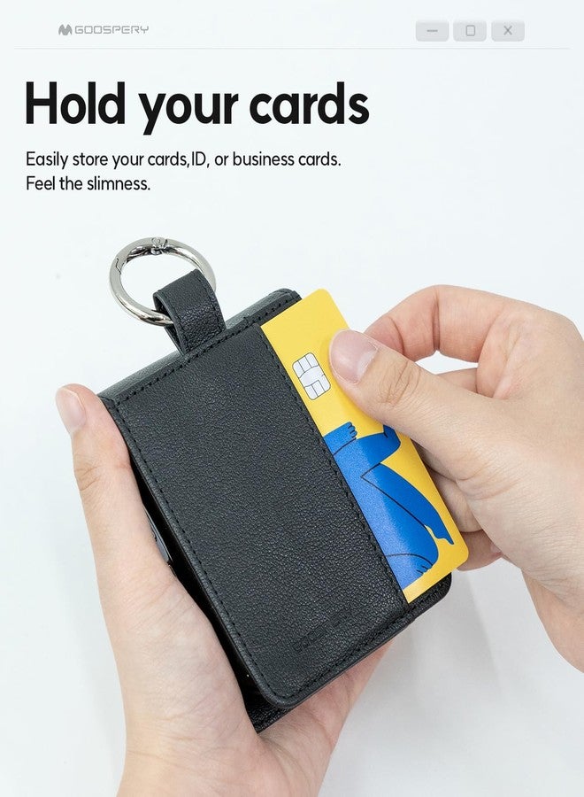 GOOSPERY Basic Diary Compatible with Samsung Galaxy Z Flip 6 Case, Card Holder, Pocket Storage, Premium PU Leather, Key Ring Wallet Cover - Black - Image 3