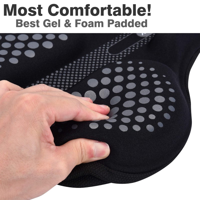 DAWAY C6F Comfortable Bike Seat Cover - Large Wide Gel & Foam Padded Bike Seat Cushion for Women Men, Comfort, for Peloton, Stationary Exercise, Mountain and Cruiser Bicycle Saddles, Soft - Image 3