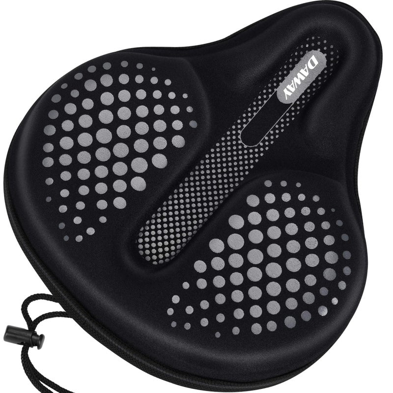 DAWAY C6F Comfortable Bike Seat Cover - Large Wide Gel & Foam Padded Bike Seat Cushion for Women Men, Comfort, for Peloton, Stationary Exercise, Mountain and Cruiser Bicycle Saddles, Soft - Image 1