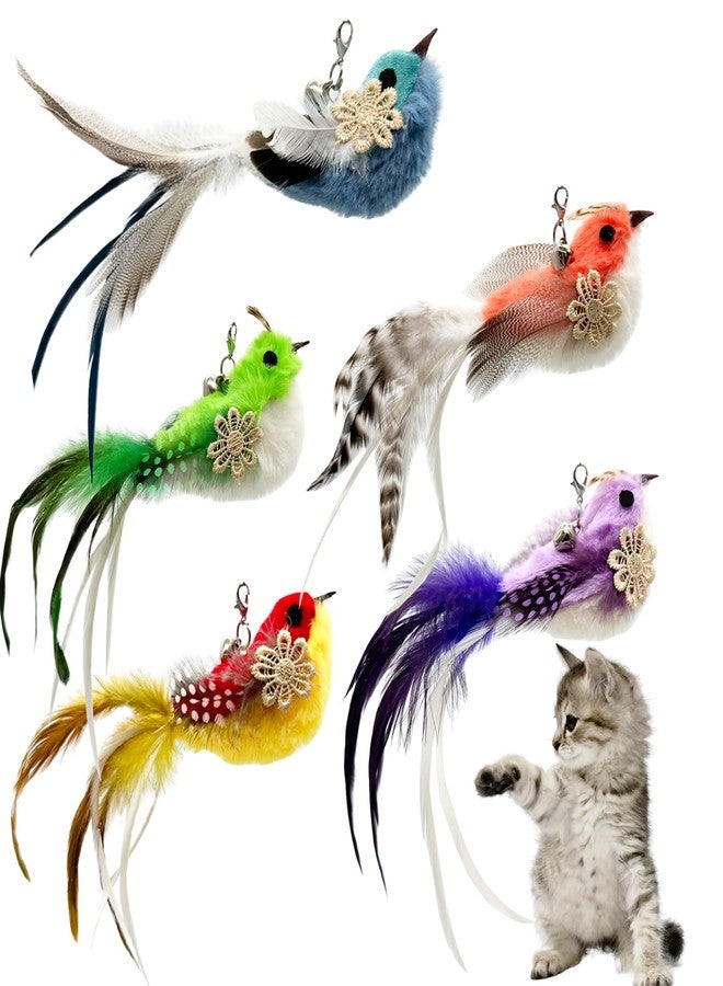 CATENEED Cat Feather Toys Refill, 5 Pieces Cat Wand Attachments Feathers Bird Toy for Indoor Cats - Image 1