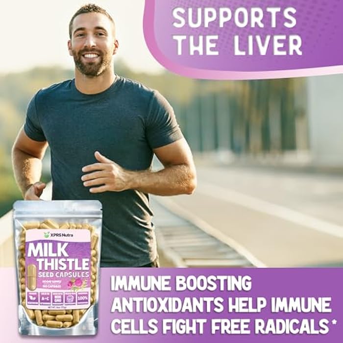 XPRS Nutra Milk Thistle Seed Capsules - 180 Count (3 Month Supply) Premium Milk Thistle Supplement Rich in Silymarin to Support the Liver and Digestion - Pure, Non-GMO Cardo Mariano Pills - Image 4