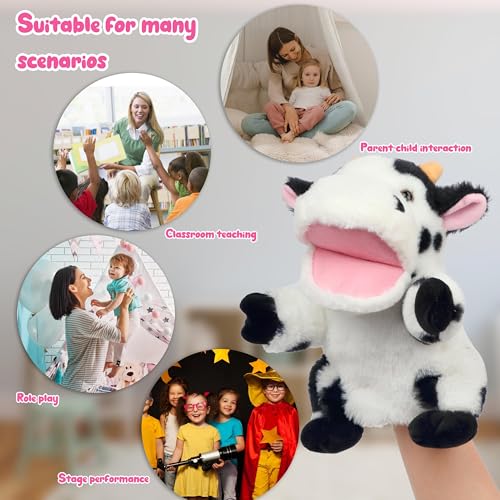 Easfan Cow Hand Puppet with Movable Mouth Interactive Storytelling Cute Soft Cow Plush Toy Creativity and Imagination Christmas Birthday Gifts for Toddlers Kids9 - Image 5