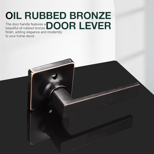 GOBEKOR 6 Pack Half Dummy Door Handles Oil Rubbed Bronze Straight Non-Turning Door Levers Square Dummy Lever Closet Door Handle for Pantry - Image 2