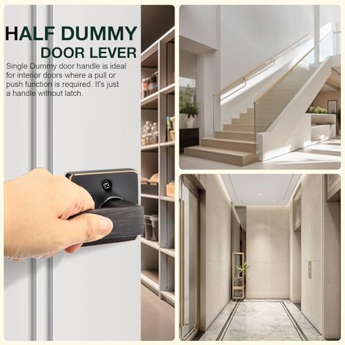GOBEKOR 6 Pack Half Dummy Door Handles Oil Rubbed Bronze Straight Non-Turning Door Levers Square Dummy Lever Closet Door Handle for Pantry - Image 3