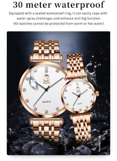 Gsquare ساعة زوجية أنالوج كوارتز بمينا بيضاء من الفولاذ المقاوم للصدأ - 5596  - Image 3