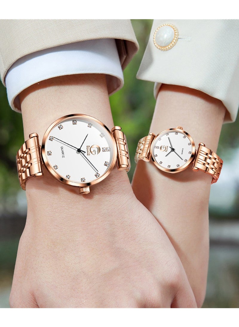 Gsquare Analog Quartz White Dial Stainless Steel Couple Set Watch - 5596  - Image 4
