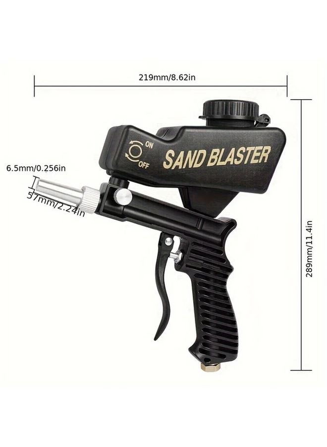 Black Gravity Sandblasting Gun Pneumatic Anti Rust Blasting Machine Adjustable 90Psi - Image 3