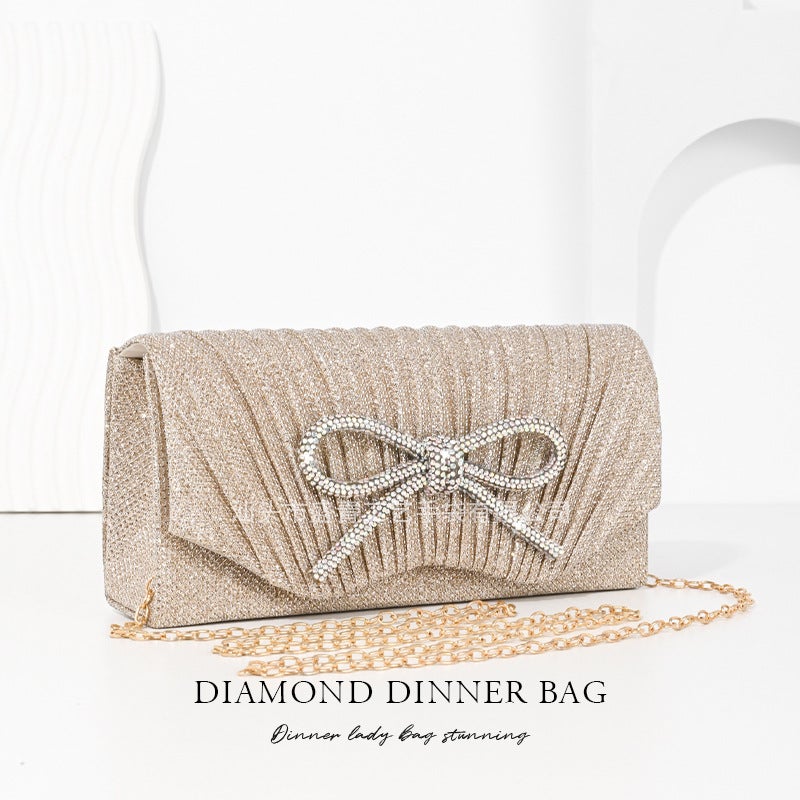 New Bow Bag Diamond Evening Bag Red Valentine'S Day Clutch Bag Mini Pleated Evening Bag For Women - Image 4