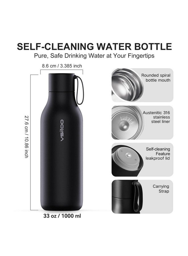 vsitoo Self-Cleaning Smart Water Bottle, Vacuum Stainless Steel Insulated Water Bottle with Handle Double-wall, Keep Drink Hot or Cold, Leak Proof, Standard Metal Canteen for Gym and Outdoor, 33 oz - Image 5