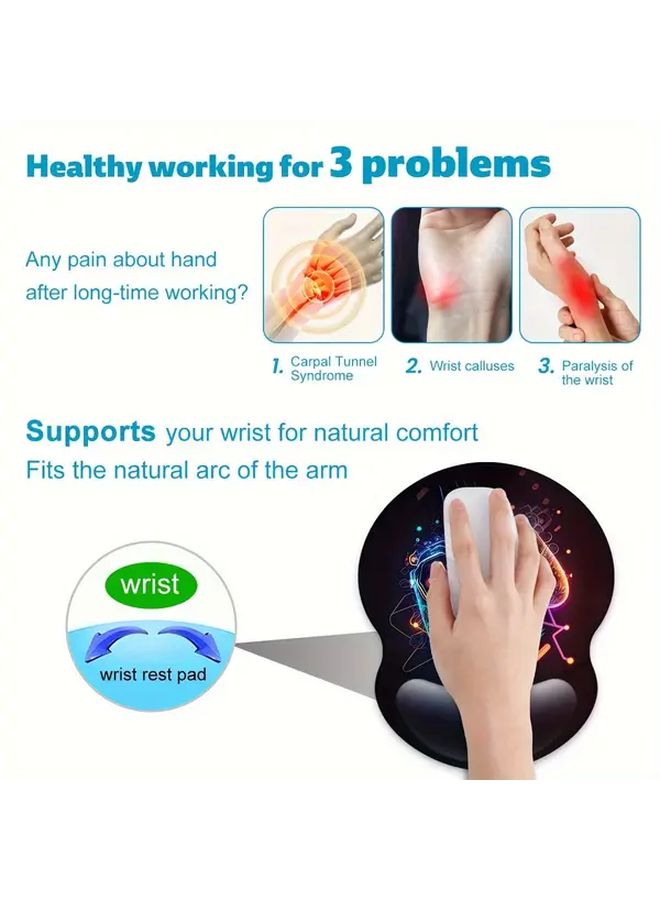 Anti Slip Rubber Mouse Pad Wristband For Office Home And School Gaming Console Design Black - Image 4