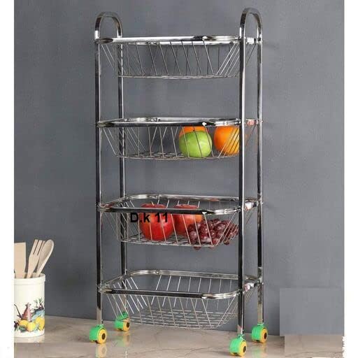 4RCE Stainless Steel 4 Layer Kitchen Trolley | Fruit & Vegetable Stand | Storage Basket | Onion Potato Rack (4 Layer) - Image 2