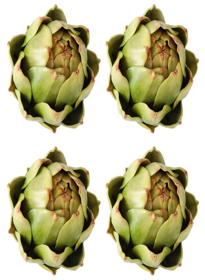 GiftYou 4-Pack Large Green Artificial Artichokes - Fake Vegetables and Faux Fruits for Kitchen Decorations (Green) - Image 1