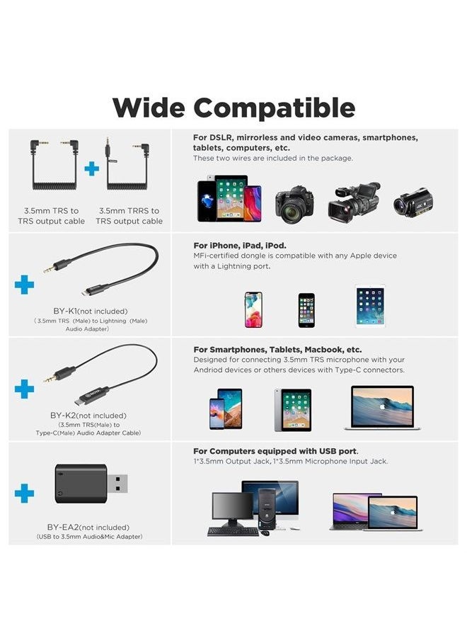 BOYA BY-XM6-S2 Wireless Lavalier Microphone 2.4GHz Cilp on Mic for Canon Nikon Sony Camera Camcorder DSLR Android Rechargeable Lapel Mics for Vlogging Video Recording Interview YouTube  - Image 4