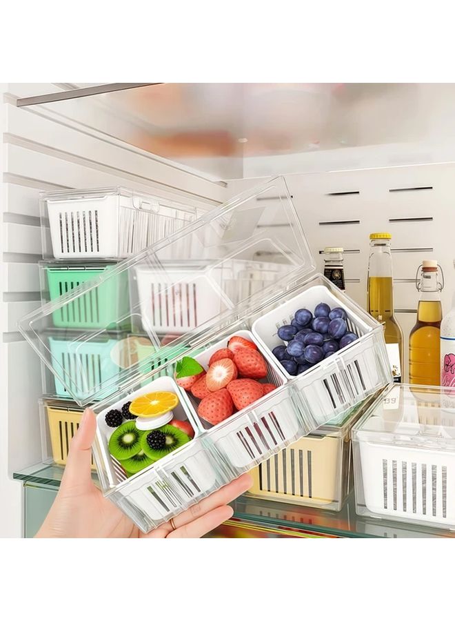 4 Yellow Storage Containers 3 Small 1 Large Reusable Fridge Box For Vegetables Fruits Food Organizing - Image 4