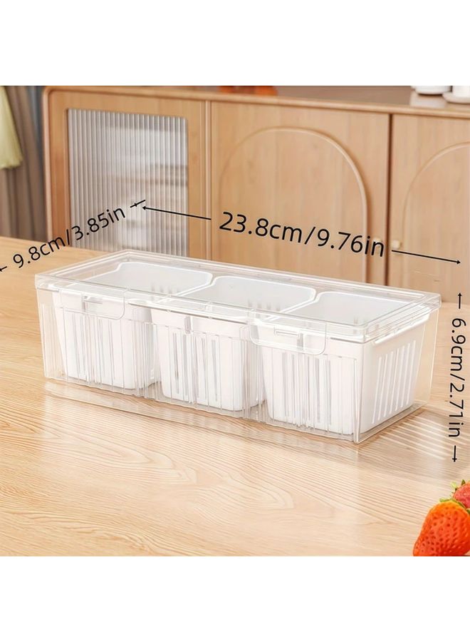 4 Yellow Storage Containers 3 Small 1 Large Reusable Fridge Box For Vegetables Fruits Food Organizing - Image 3