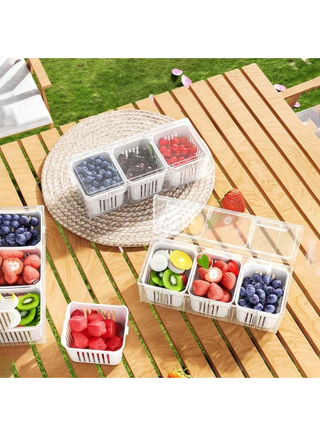 4 Yellow Storage Containers 3 Small 1 Large Reusable Fridge Box For Vegetables Fruits Food Organizing - Image 1